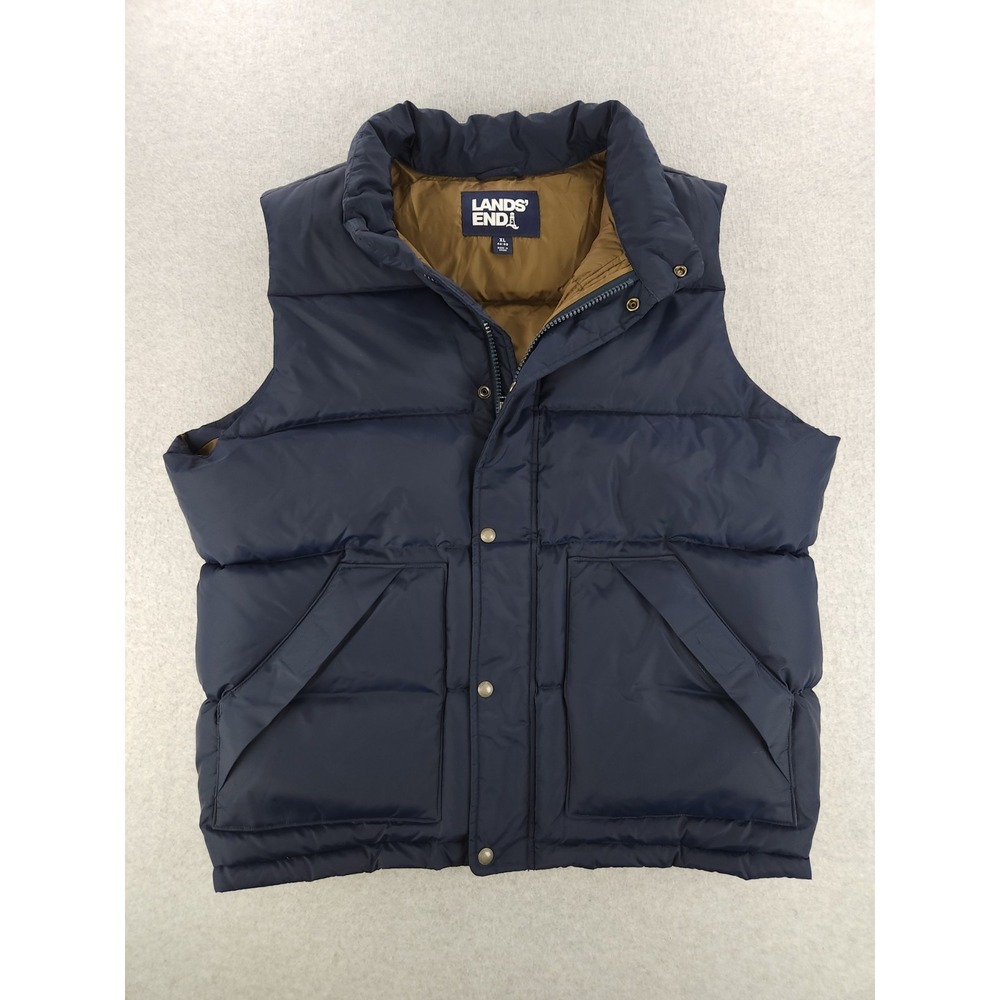 Lands' End Feather Down Insulated Puffer Vest Jacket Mens Black Size  46-48 XL‎